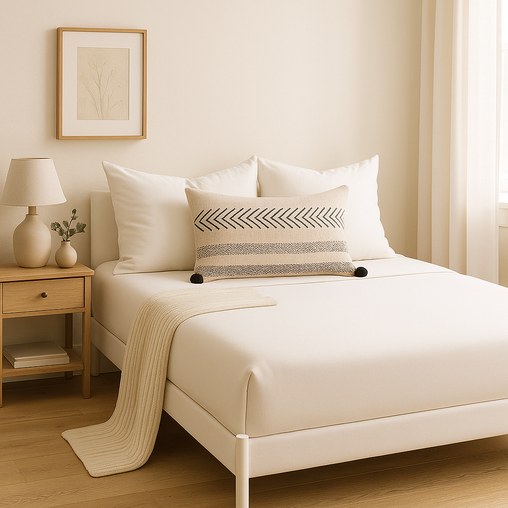 Çift Kişilik Lastikli Çarşaf Takımı %100 Pamuk - Doğal Tonlar