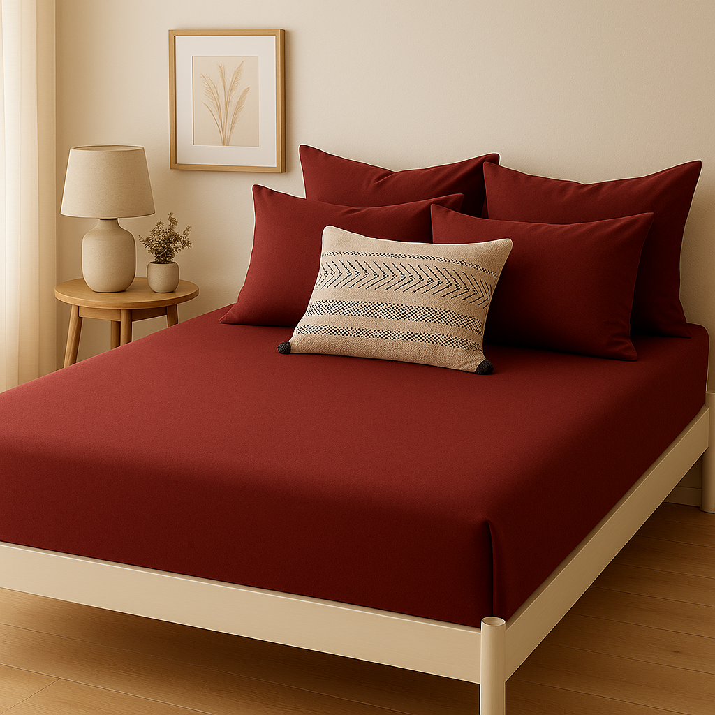 Çift Kişilik Lastikli Çarşaf Takımı %100 Pamuk - Romantik Tonlar