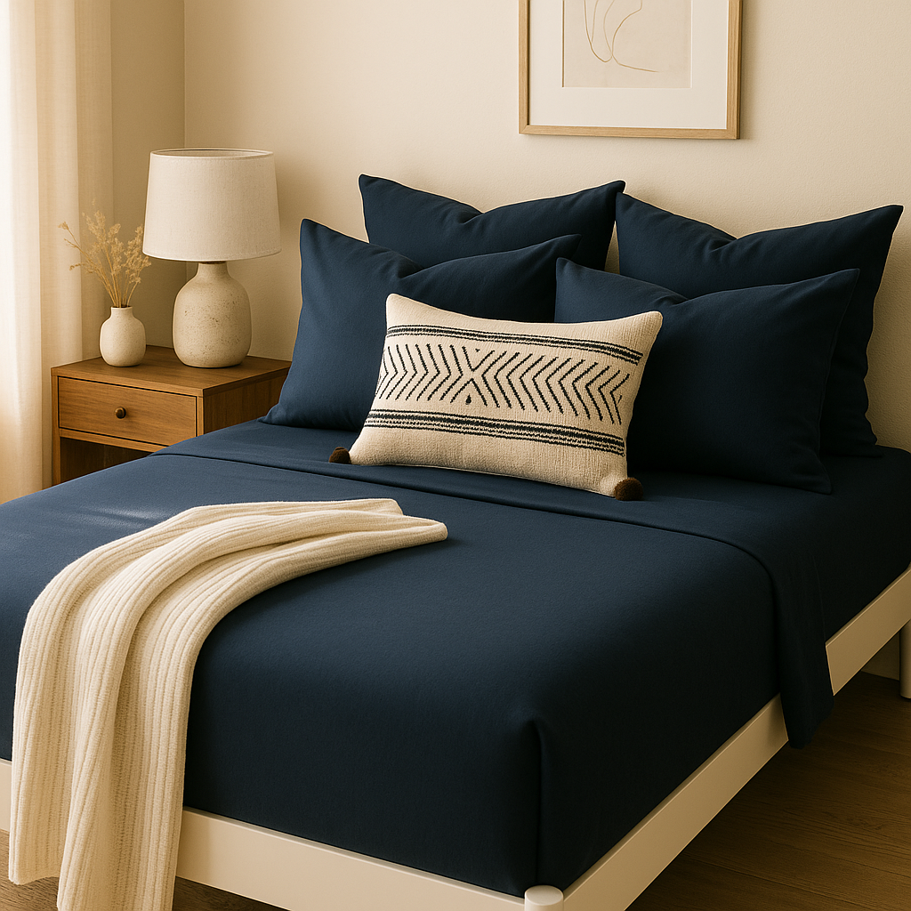 Çift Kişilik Lastikli Çarşaf Takımı %100 Pamuk - Huzurlu Tonlar