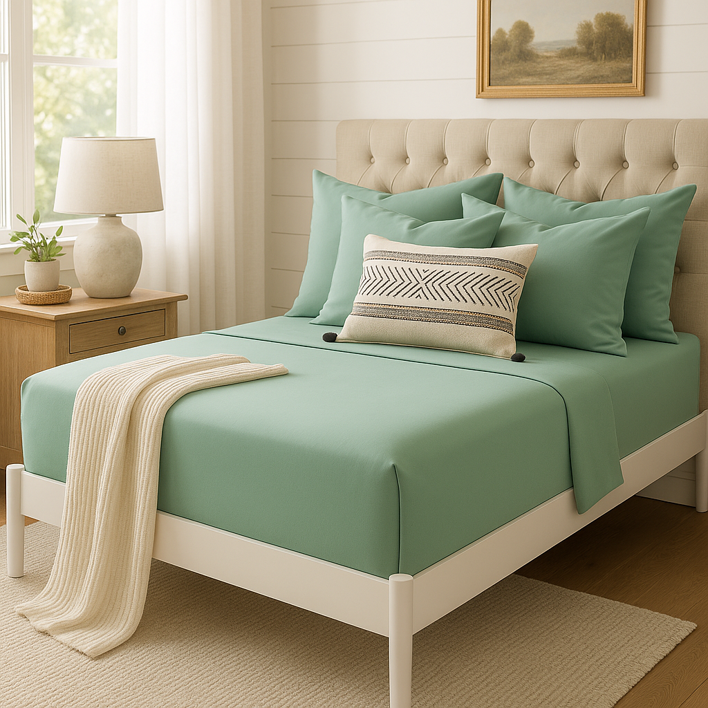 Çift Kişilik Lastikli Çarşaf Takımı %100 Pamuk - Huzurlu Tonlar