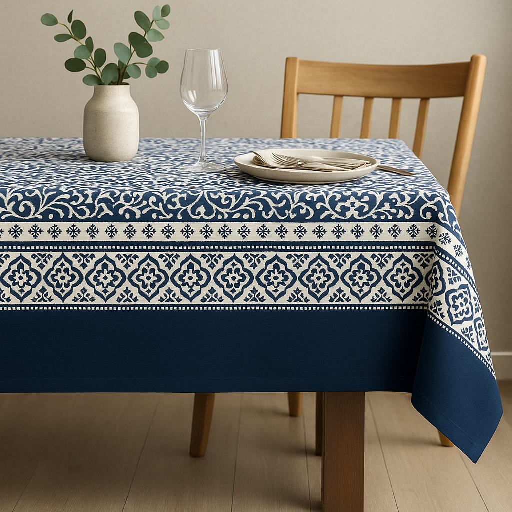 Prime Sleeks Lacivert Etnik Desenli Masa Örtüsü