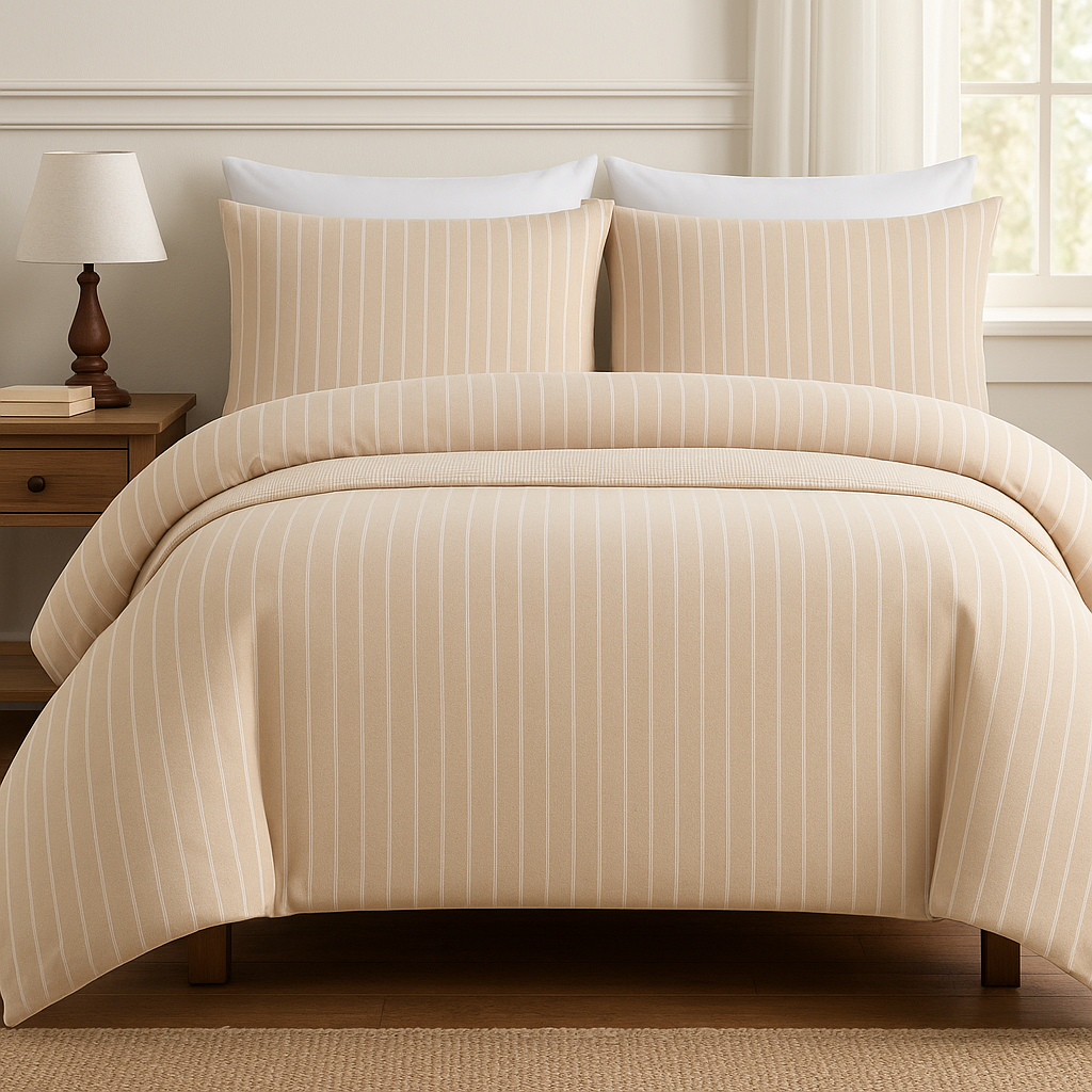 Flanel Çift Kişilik Nevresim Takımı - Bej