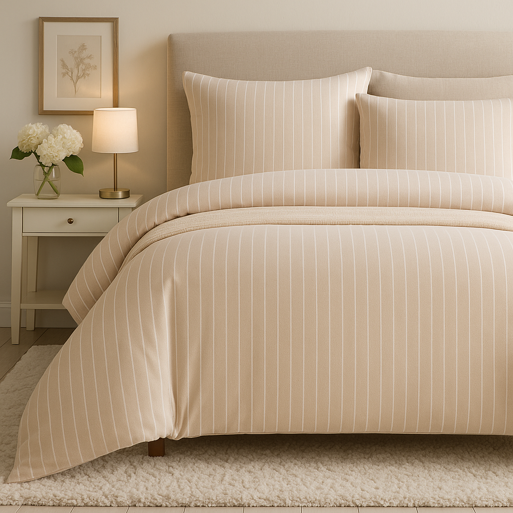 Flanel Çift Kişilik Nevresim Takımı - Bej