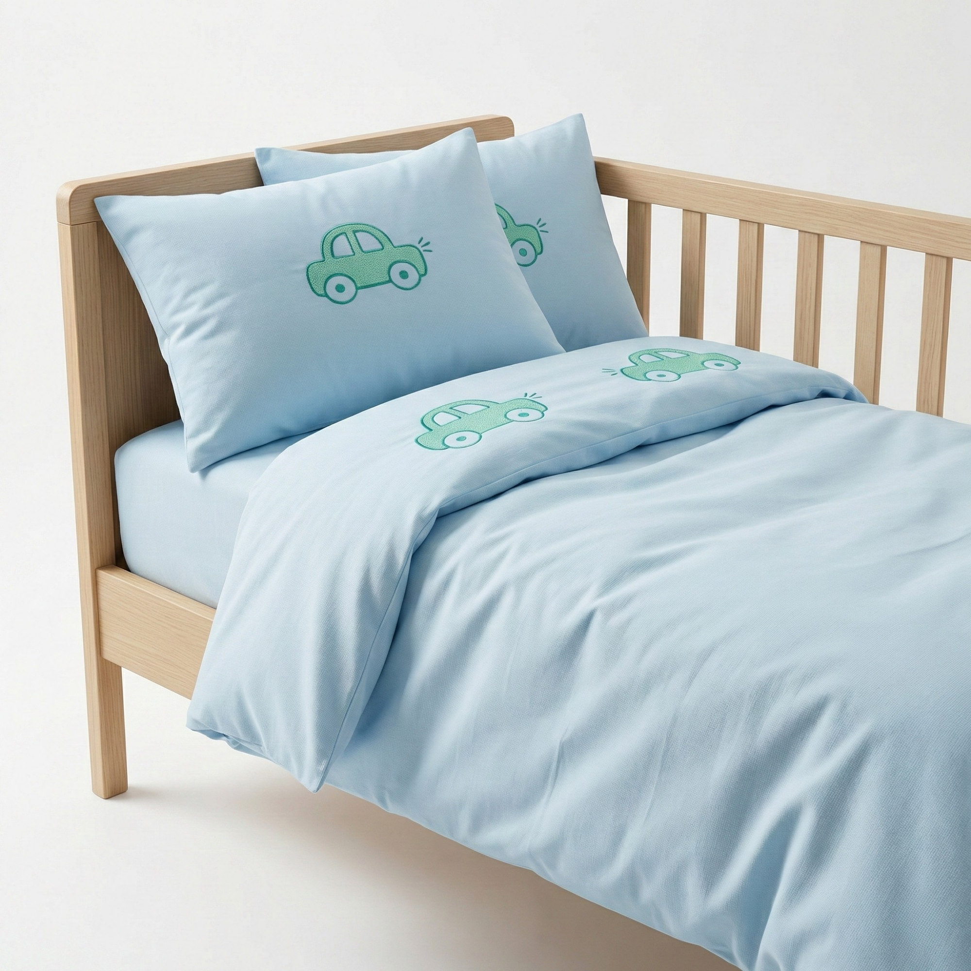 Turkiz %100 Pamuk Nakışlı Bebek Nevresim Takımı - Araba