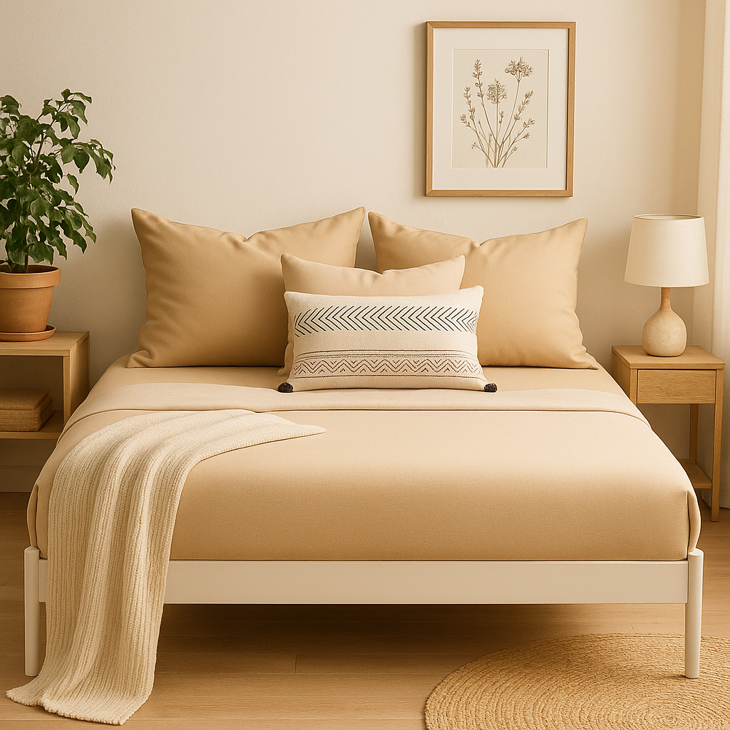 Çift Kişilik Lastikli Çarşaf Takımı %100 Pamuk - Romantik Tonlar