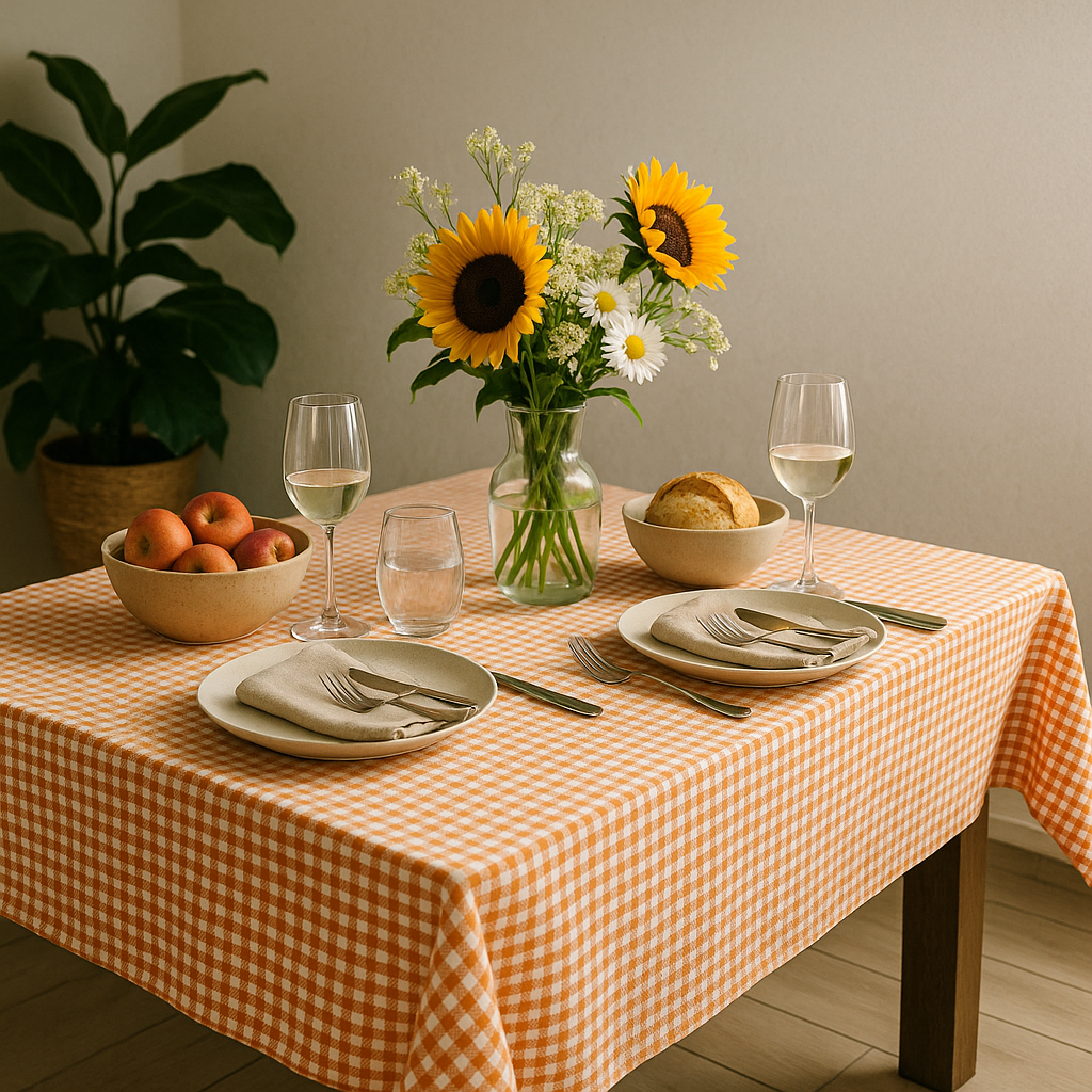 Prime Sleeks Duck Kumaş Pöti Kareli Masa Örtüsü