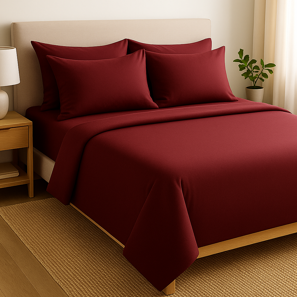 Harmony Çift Kişilik Nevresim Takımı %100 Pamuk - Bordo