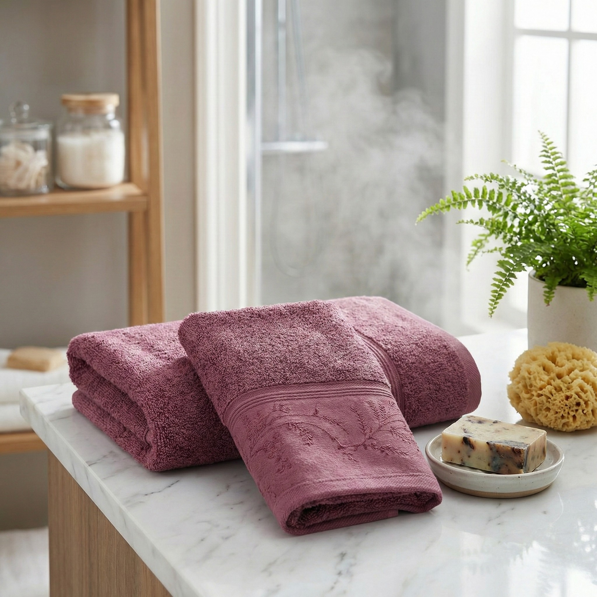 Özdilek %100 Pamuk Ditsy Havlu 50×80 cm - Mürdüm