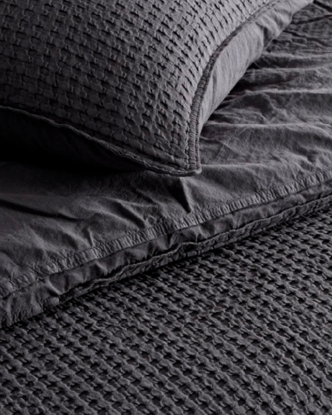 %100 Pamuk Waffle Dokulu Çift Kişilik Nevresim Takımı - 200x220 cm