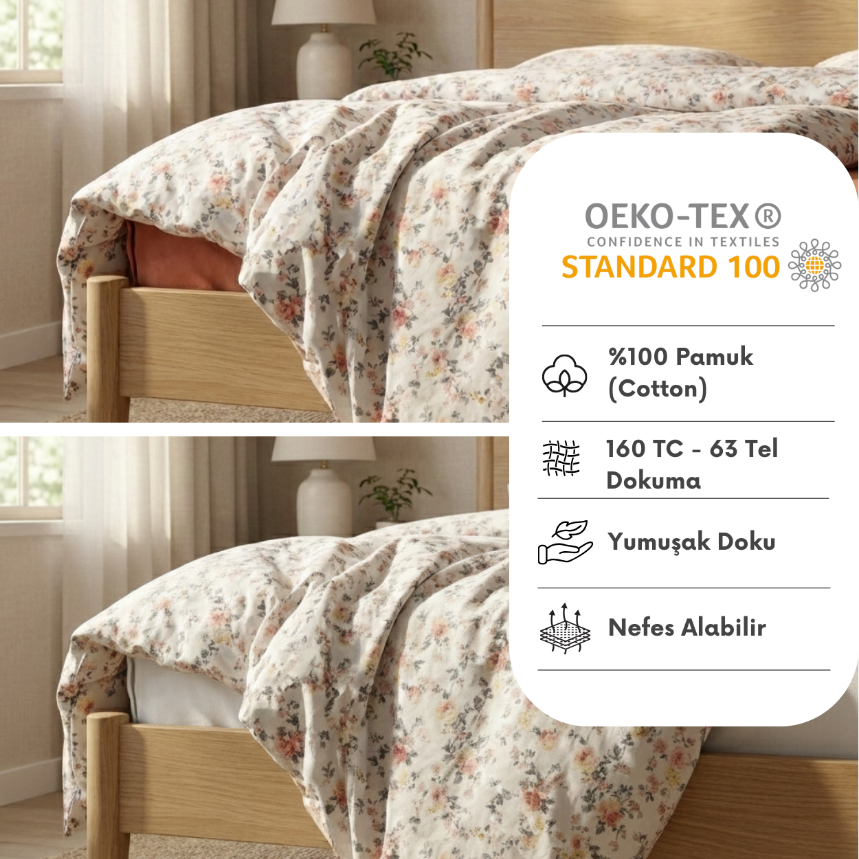 Floral %100 Pamuk Nevresim Takımı