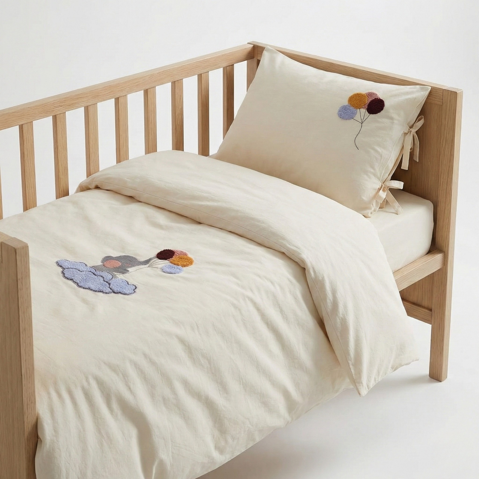 Turkiz %100 Pamuk Nakışlı Bebek Nevresim Takımı - Fil