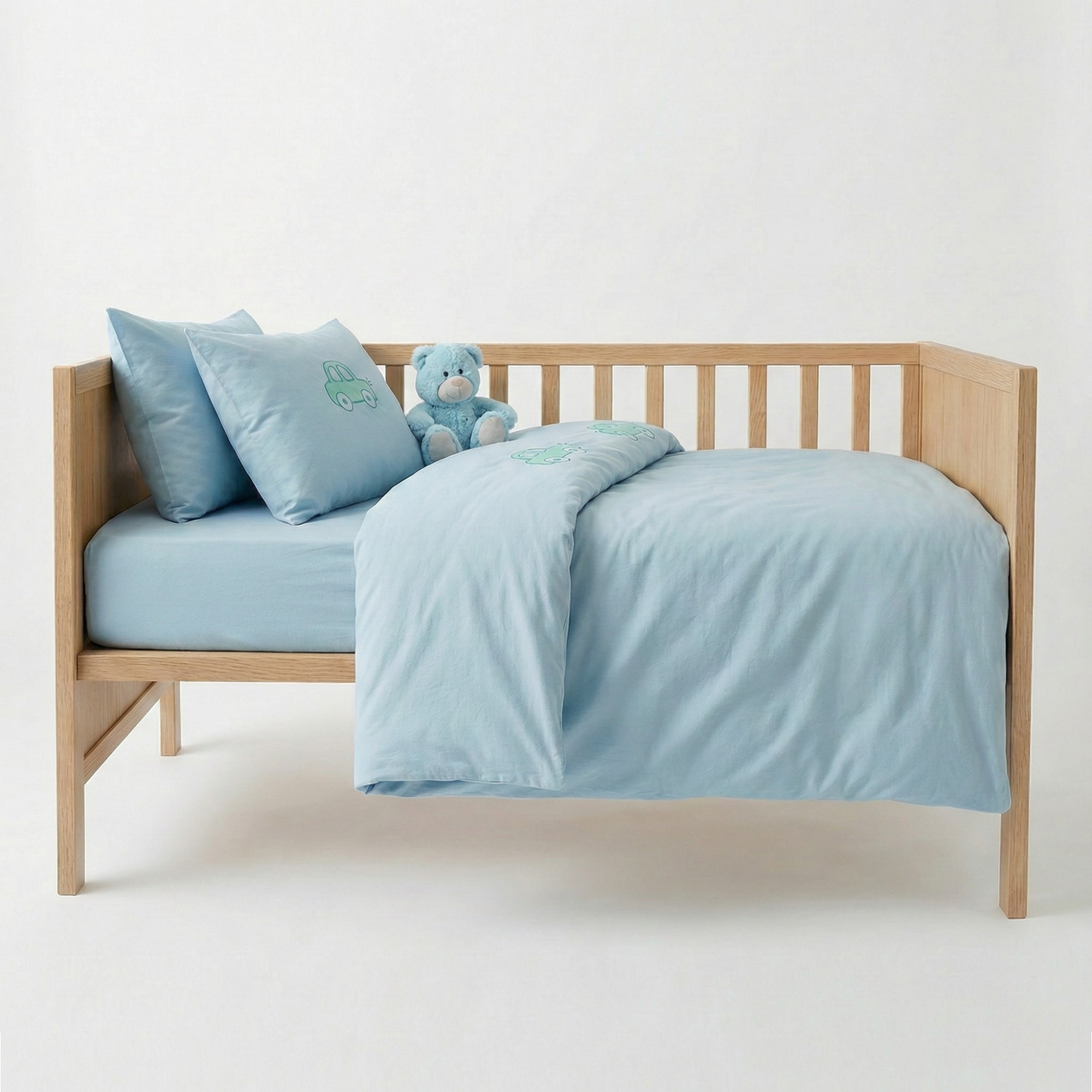 Turkiz %100 Pamuk Nakışlı Bebek Nevresim Takımı - Araba