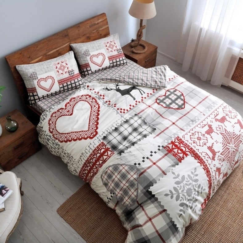 Taç Flanel (Pazen) Çift Kişilik Nevresim Takımı – %100 Pamuk, Savina