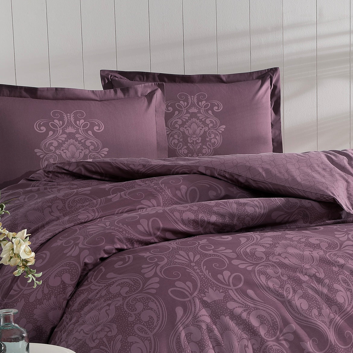 Özdilek Tek Kişilik Nevresim Takımı, Antico Mürdüm