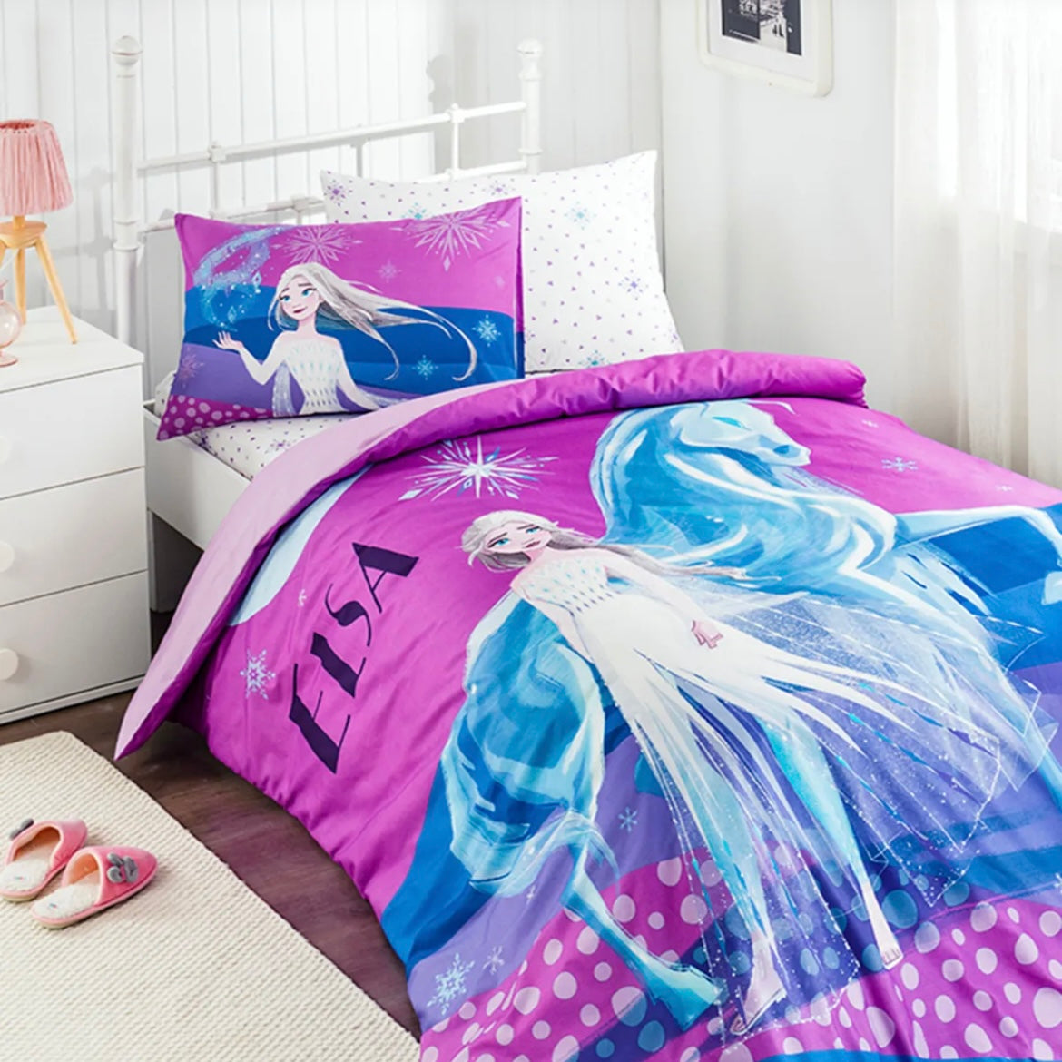 Özdilek Frozen Snow Tek Kişilik Disney Lisanslı Lastikli Çarşaf Çocuk Nevresim Takımı