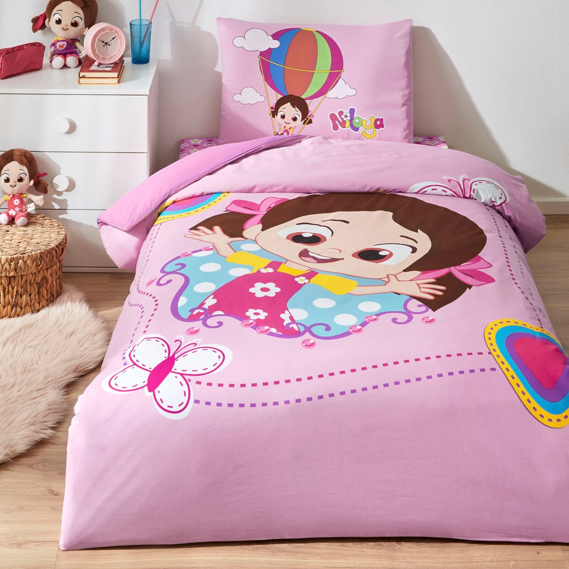 Özdilek Niloya Kelebek Tek Kişilik Lisanslı Lastikli Çarşaf Çocuk Nevresim Takımı