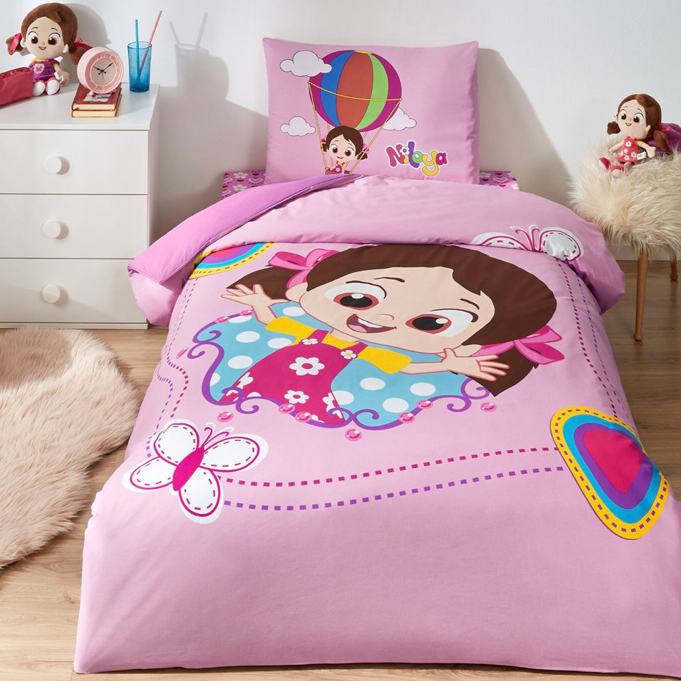 Özdilek Niloya Kelebek Tek Kişilik Lisanslı Lastikli Çarşaf Çocuk Nevresim Takımı