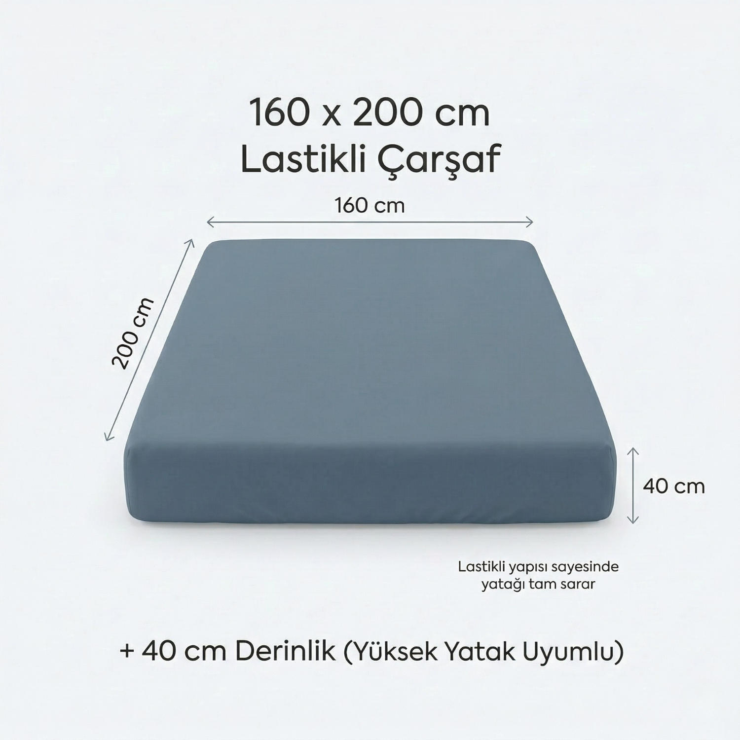 Essential %100 Pamuk Tek Kişilik Lastikli Çarşaf - 100x200+40 cm