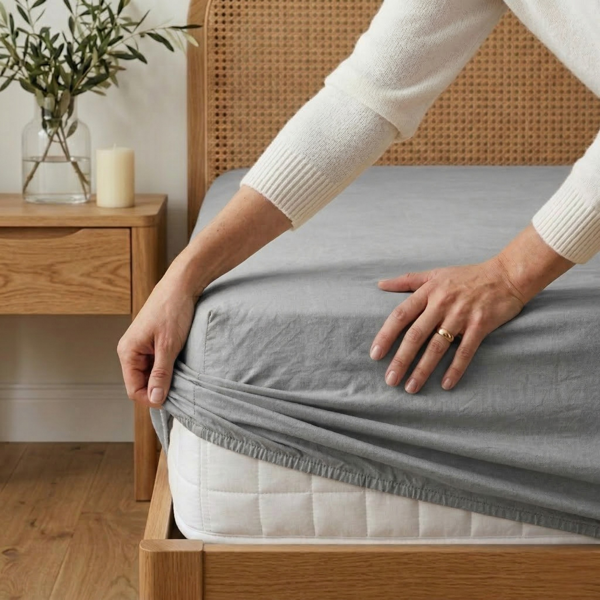 %100 Pamuk Lastikli Çarşaf – Çift Kişilik - 160x200+40 cm