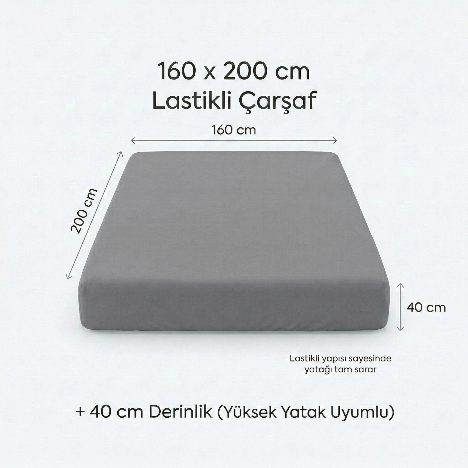 Essential %100 Pamuk Tek Kişilik Lastikli Çarşaf - 100x200+40 cm