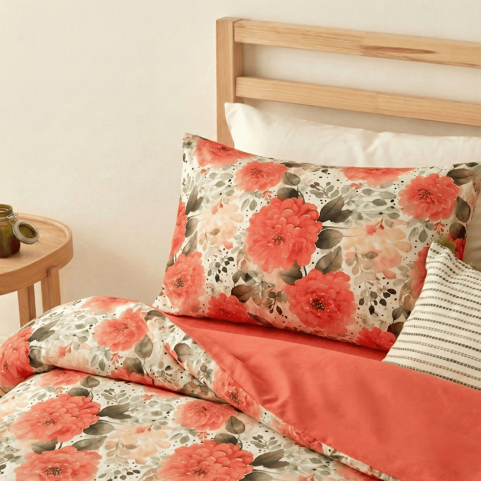 %100 Pamuk Çift Kişilik Nevresim Takımı Lastikli Çarşaflı Set