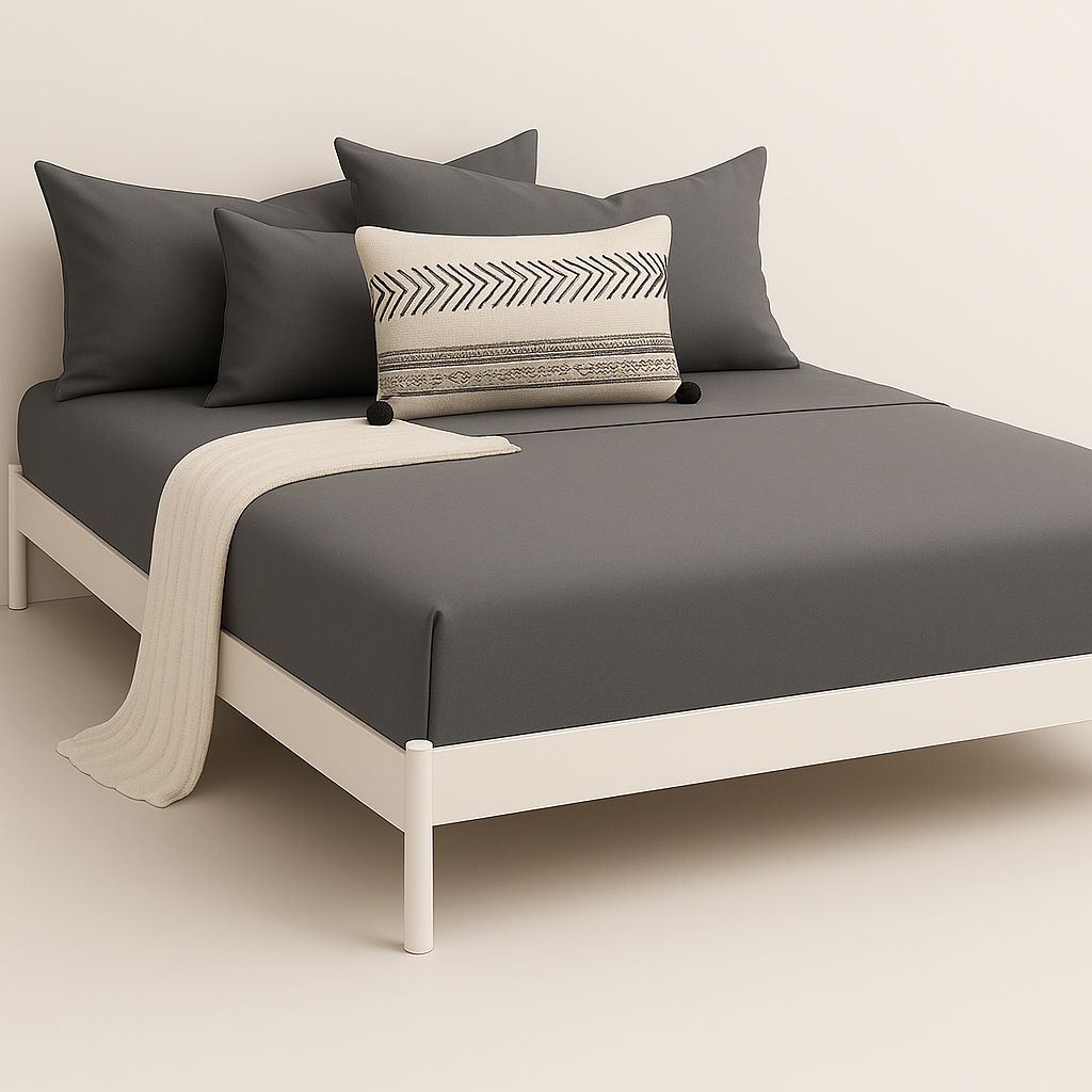 Çift Kişilik Lastikli Çarşaf Takımı %100 Pamuk - Doğal Tonlar
