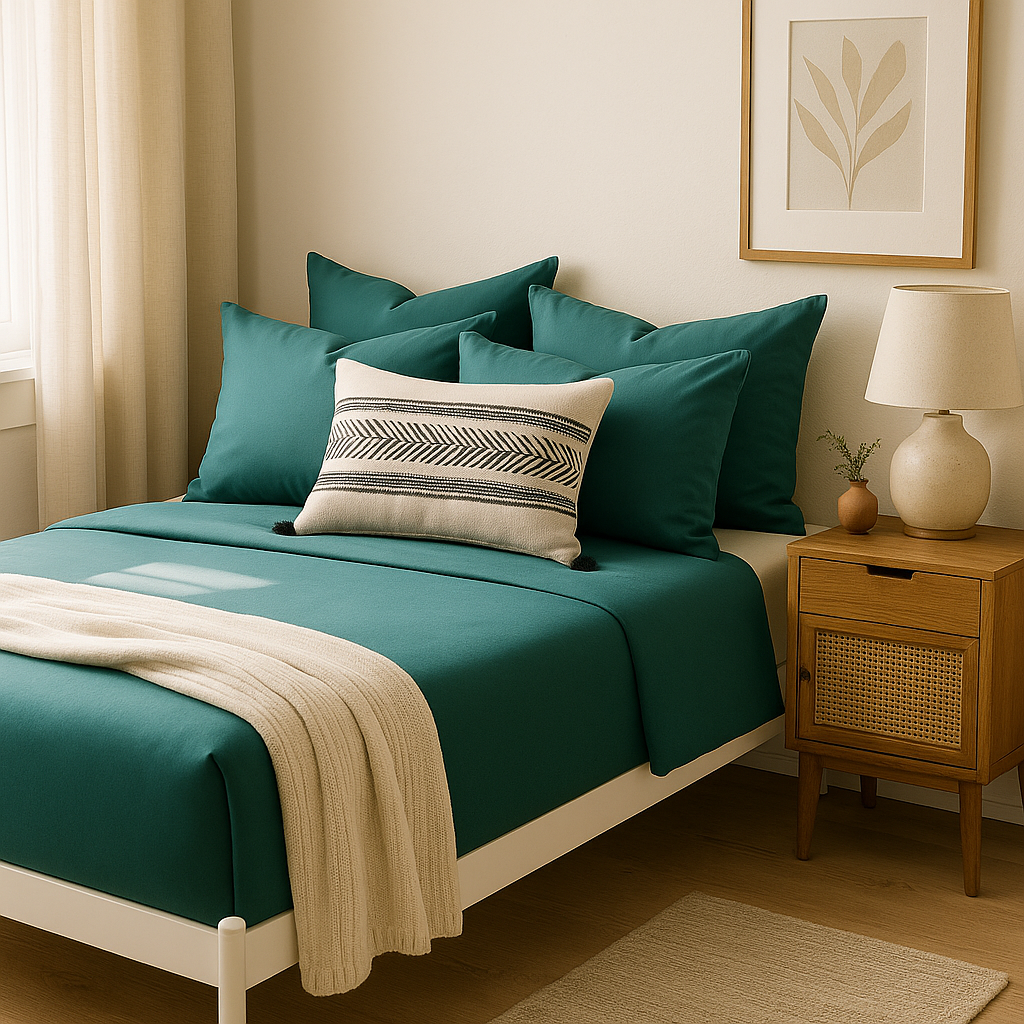 Çift Kişilik Lastikli Çarşaf Takımı %100 Pamuk - Huzurlu Tonlar