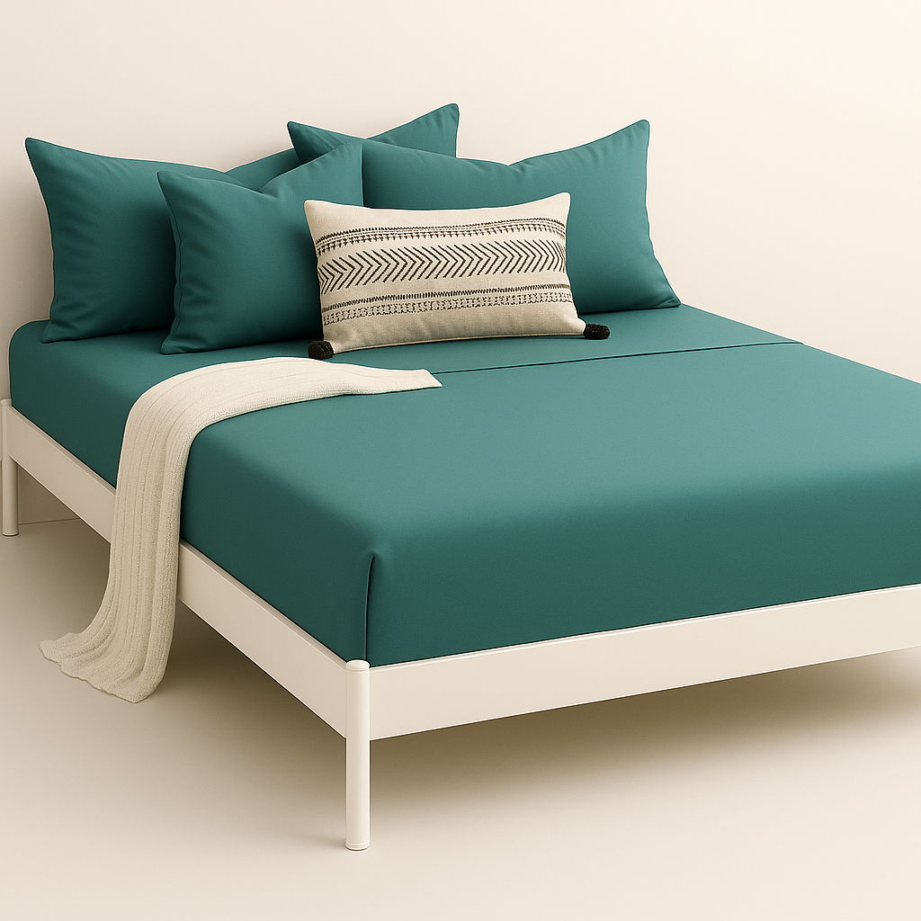 Çift Kişilik Lastikli Çarşaf Takımı %100 Pamuk - Huzurlu Tonlar