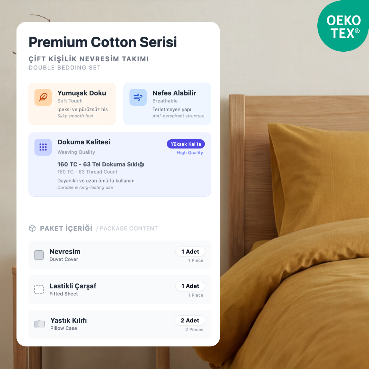 Harmony Tek Kişilik %100 Pamuk Nevresim  Takımı - Lastikli Çarşaflı