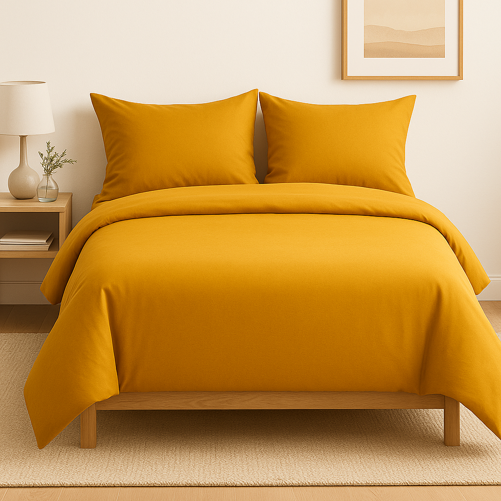 Harmony Çift Kişilik Nevresim Takımı %100 Pamuk - Hardal Sarısı