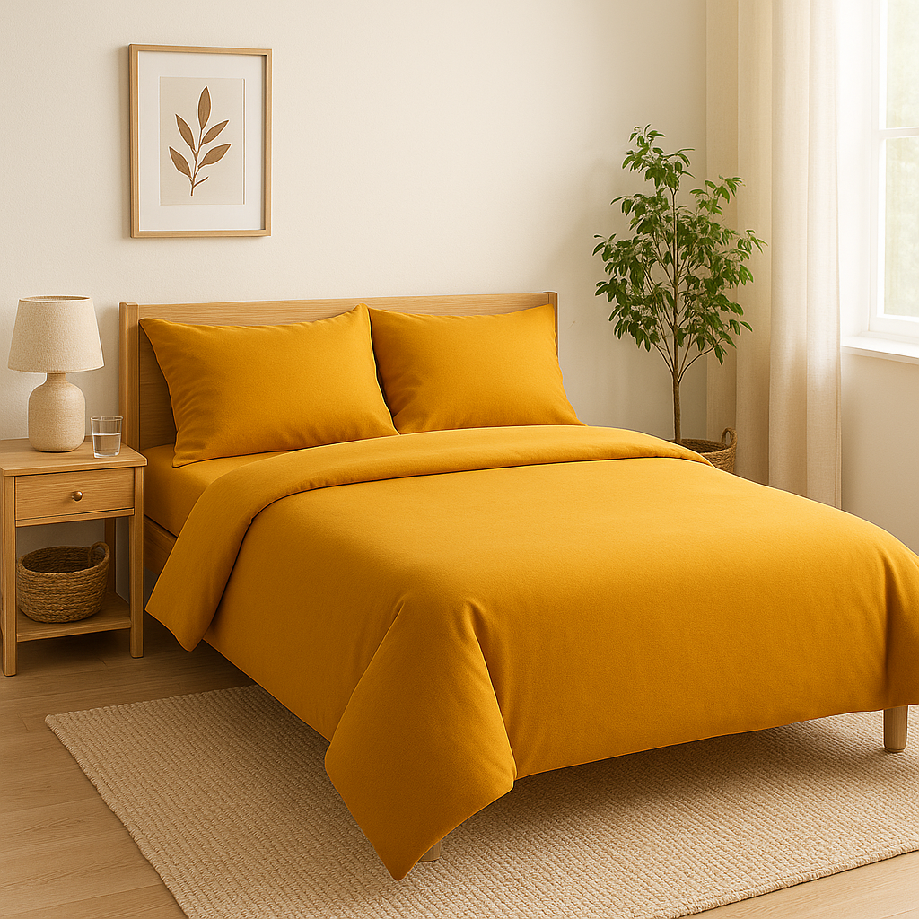 Harmony Çift Kişilik Nevresim Takımı %100 Pamuk - Hardal Sarısı