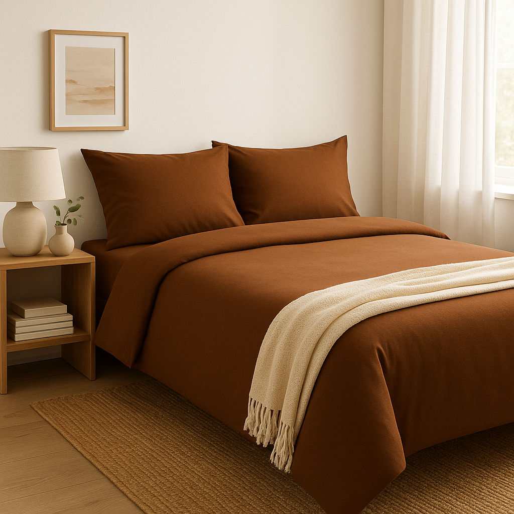 Harmony Çift Kişilik Nevresim Takımı %100 Pamuk - Kahverengi