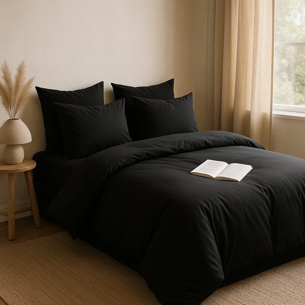 Harmony Çift Kişilik Nevresim Takımı %100 Pamuk - Siyah