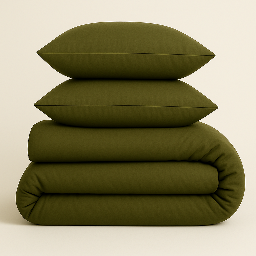 Harmony Çift Kişilik Nevresim Takımı %100 Pamuk - Zeytin Yeşilli