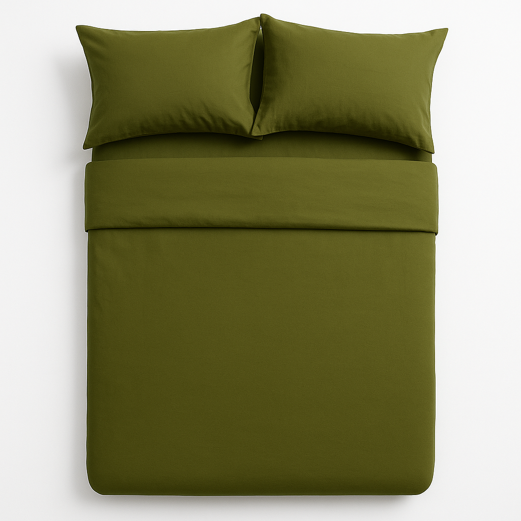 Tek Kişilik Nevresim Takımı %100 Pamuk - Zeytin Yeşilli