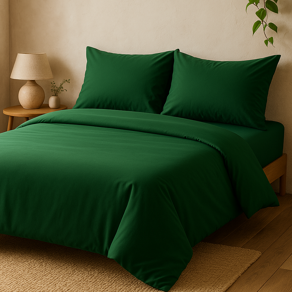 Harmony Çift Kişilik Nevresim Takımı %100 Pamuk - Zümrüt Yeşili