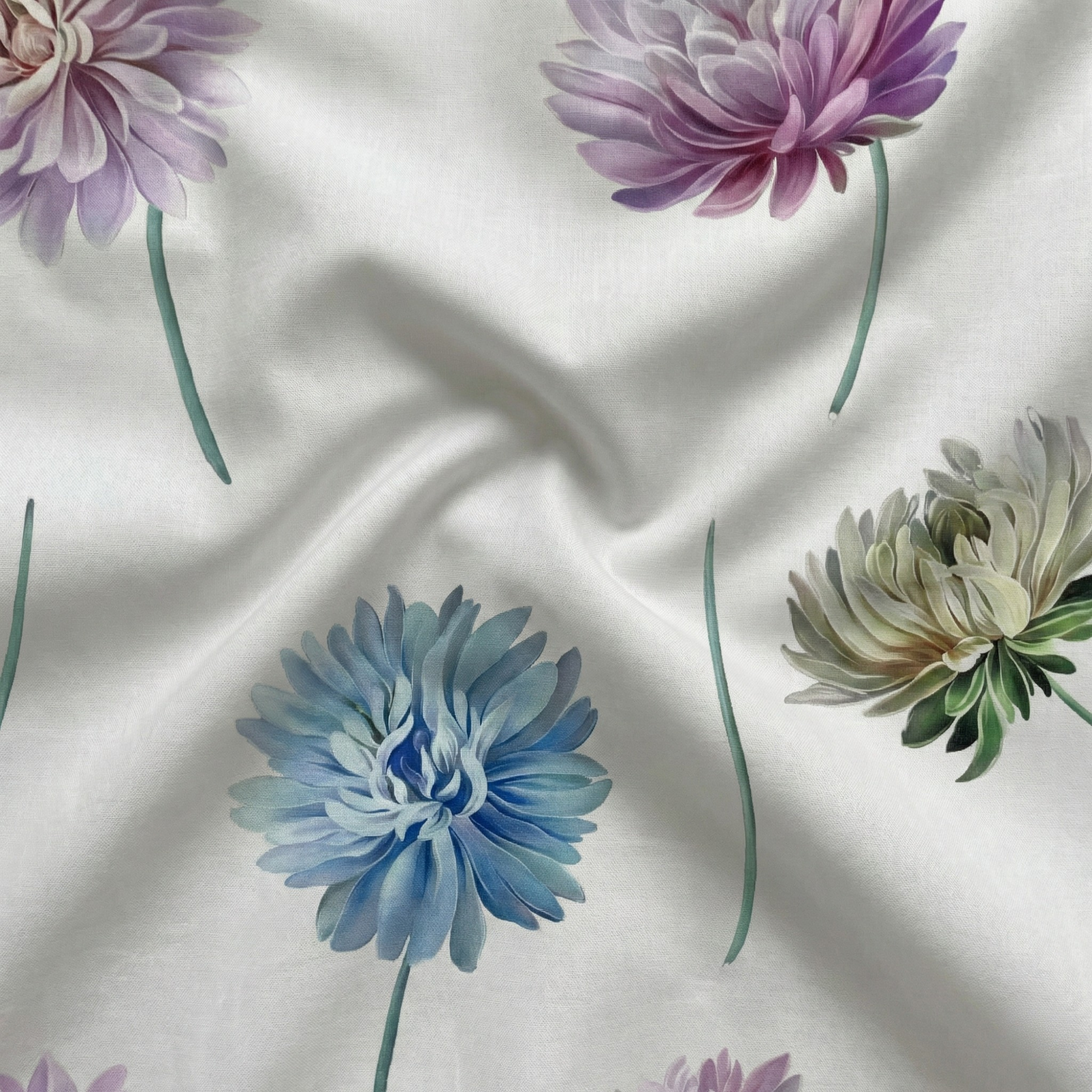 Modern Çiçek Desenli %100 Pamuk Çift Kişilik Nevresim Takımı Lastikli Çarşaflı Set