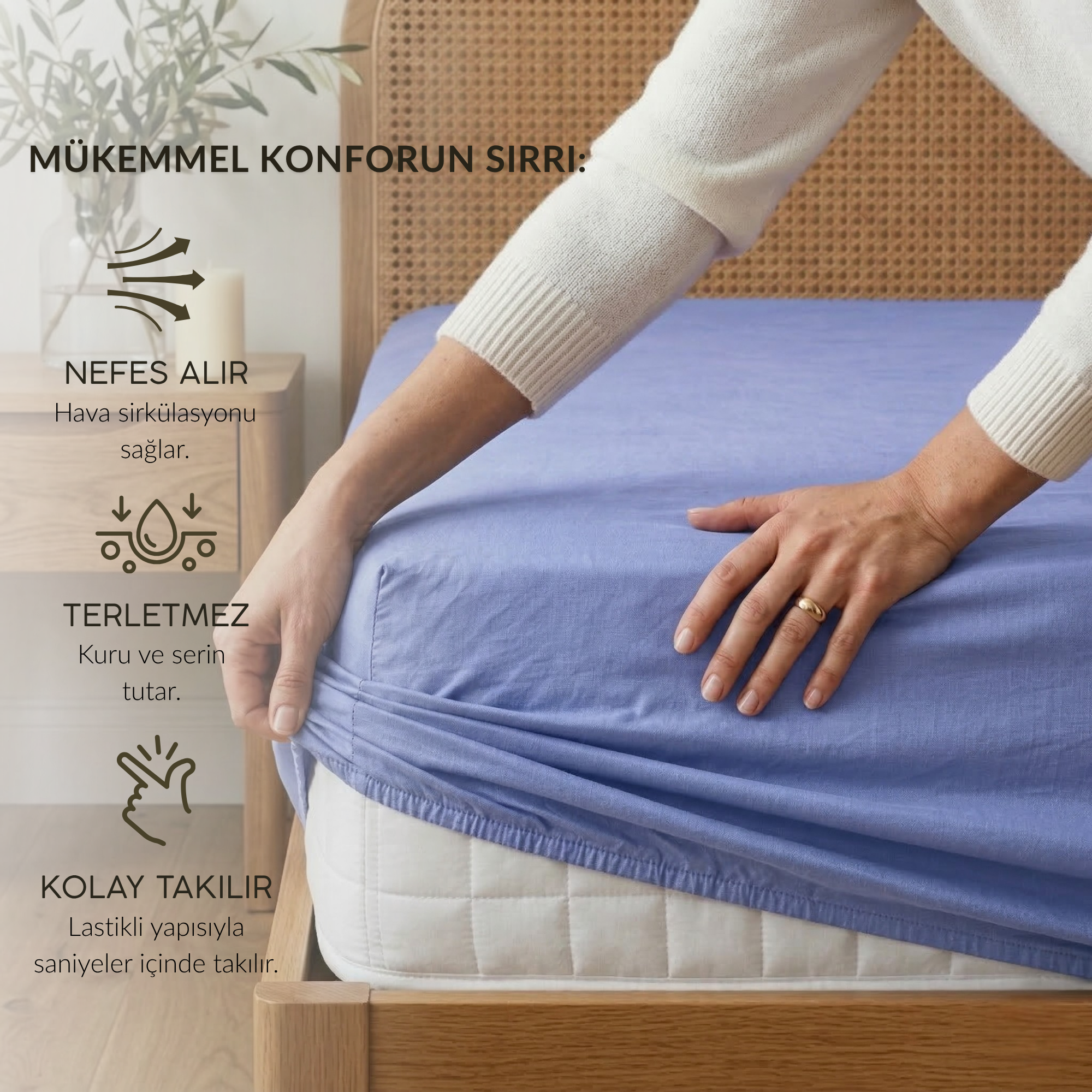%100 Pamuk Lastikli Çarşaf – Tek Kişilik