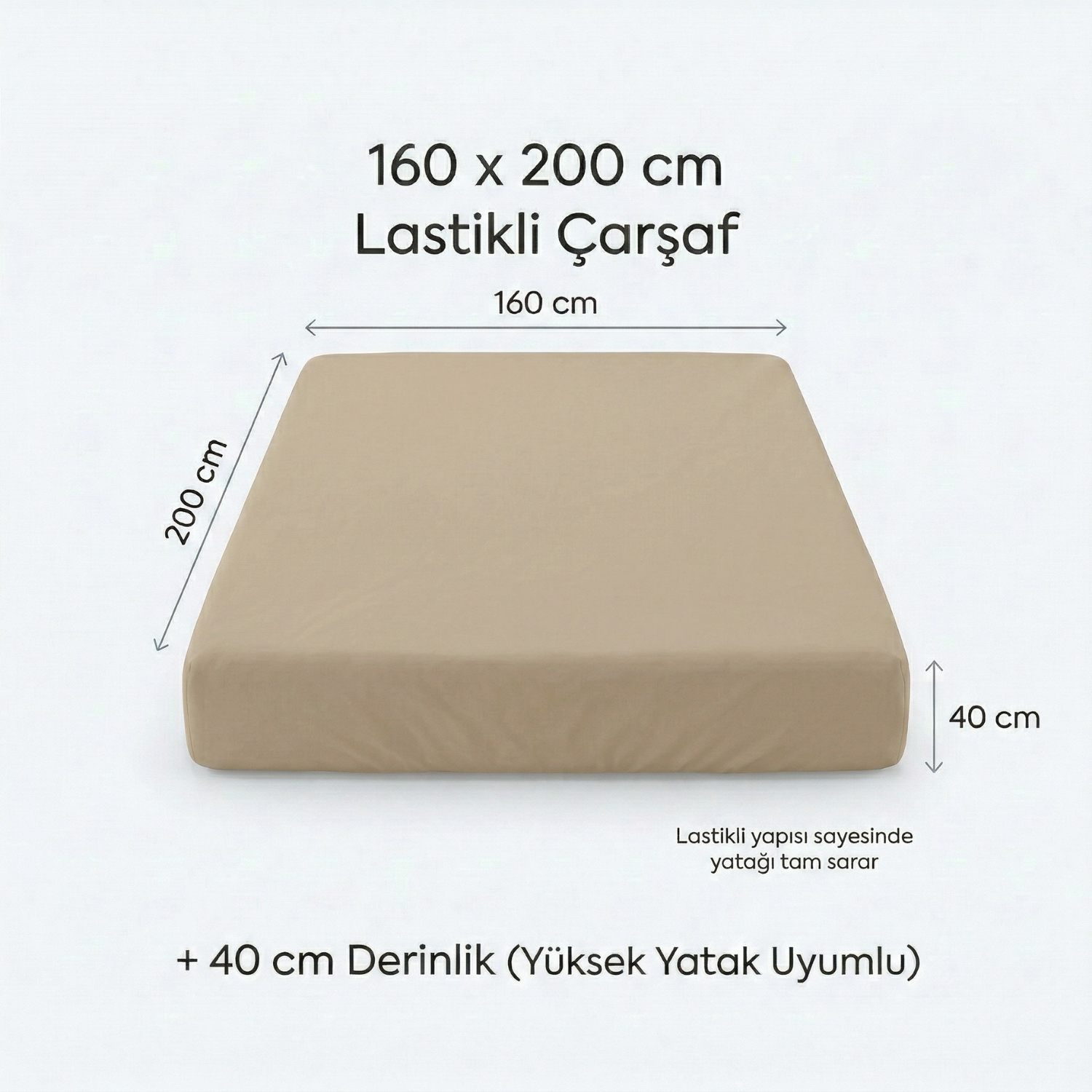 Essential %100 Pamuk Tek Kişilik Lastikli Çarşaf - 100x200+40 cm