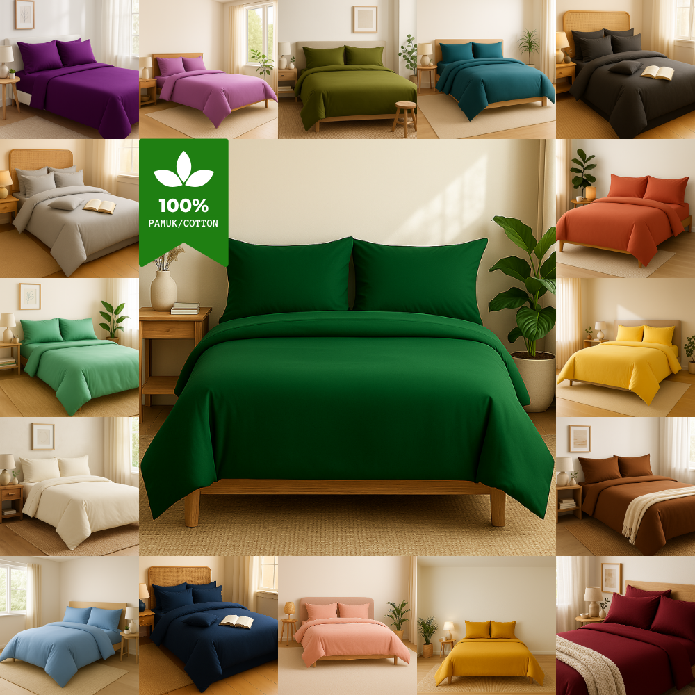 Harmony Çift Kişilik Nevresim Takımı %100 Pamuk - Zümrüt Yeşili