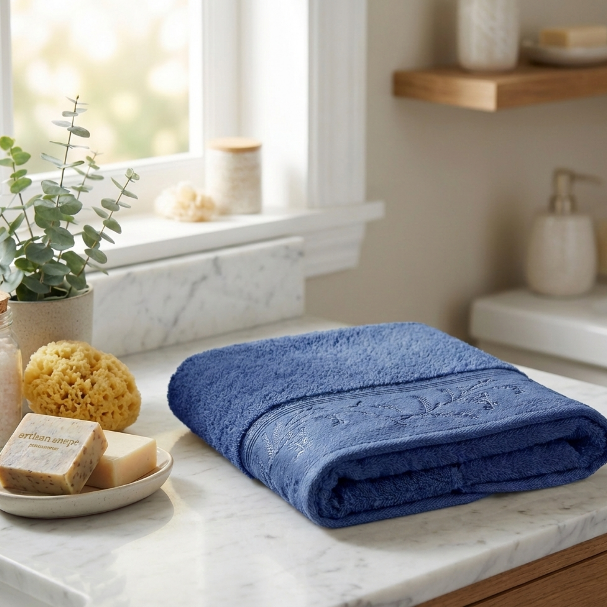 Özdilek %100 Pamuk Ditsy Havlu 50×80 cm - İndigo