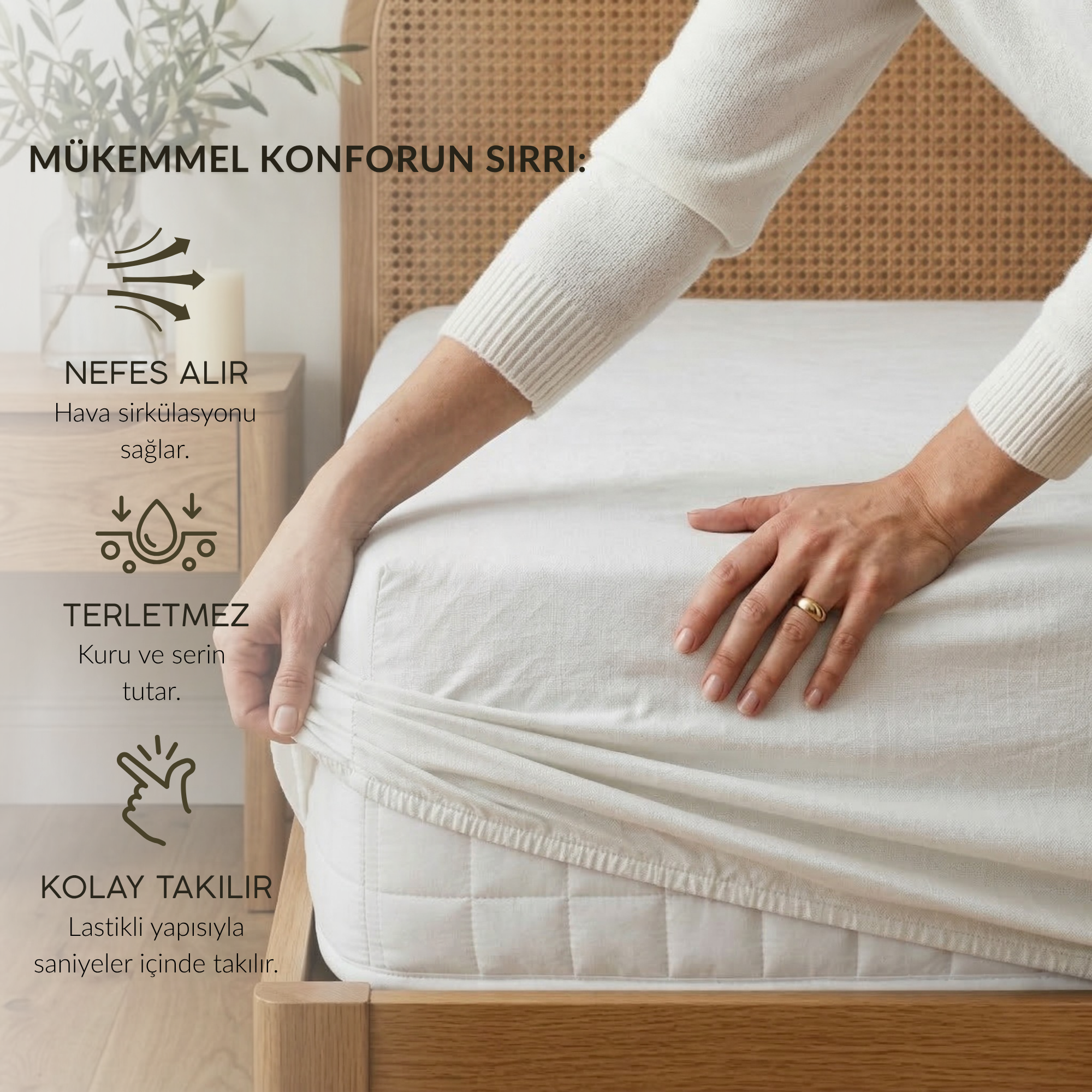 %100 Pamuk Lastikli Çarşaf – Çift Kişilik - 160x200+40 cm