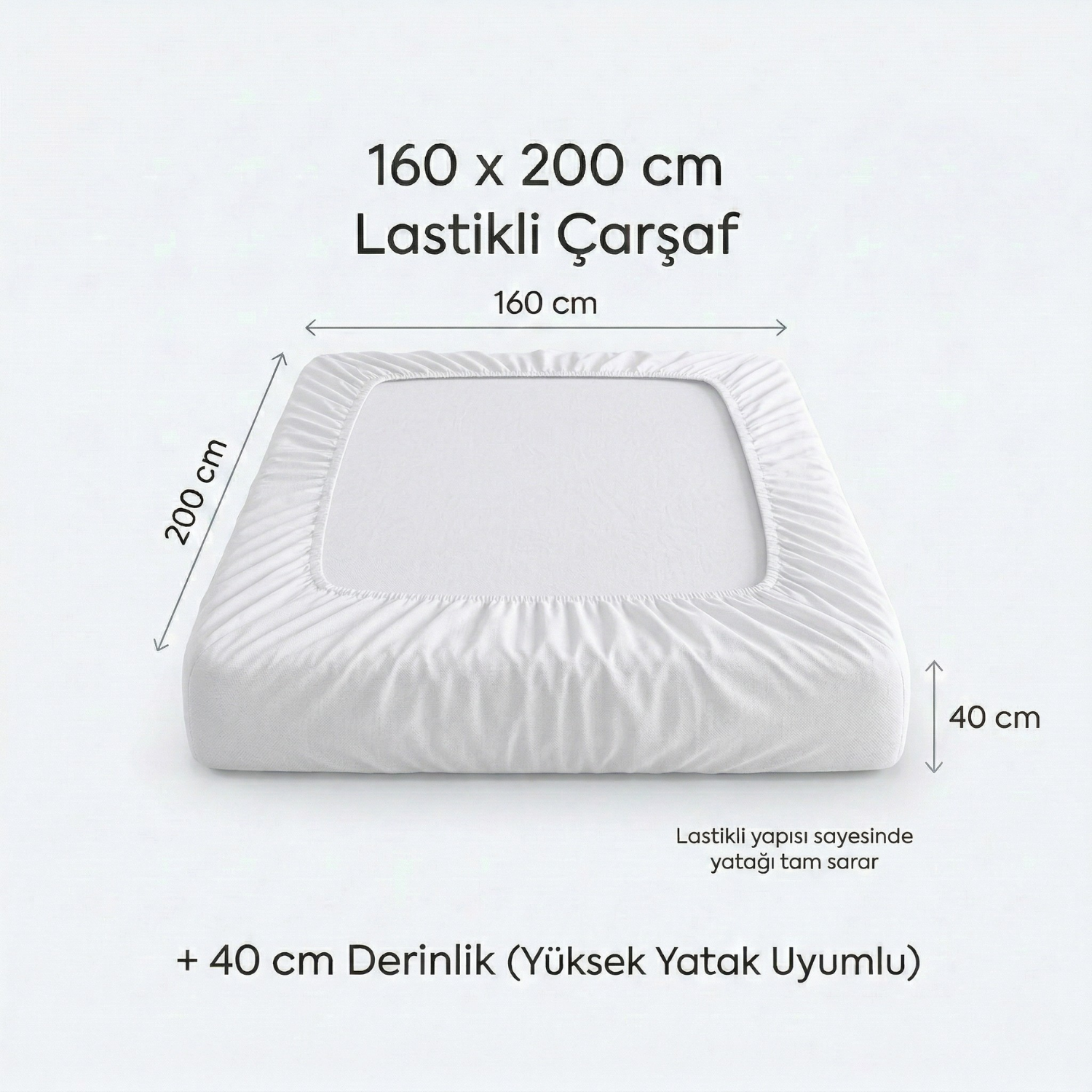 Essential %100 Pamuk Tek Kişilik Lastikli Çarşaf - 100x200+40 cm