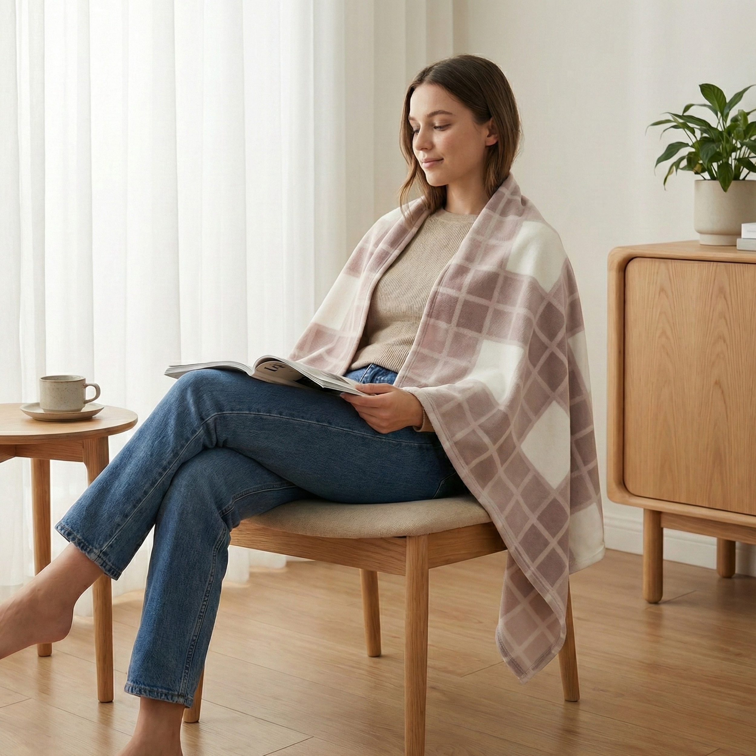 TV Battaniyesi - Yumuşak Yün Karışımlı Koltuk Şalı & Diz Örtüsü
