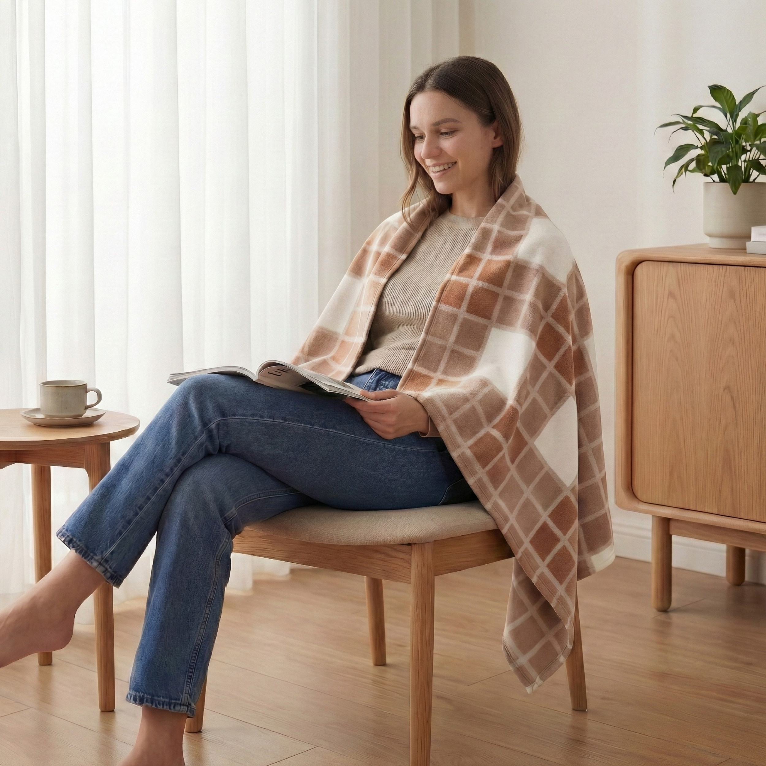 TV Battaniyesi - Yumuşak Yün Karışımlı Koltuk Şalı & Diz Örtüsü