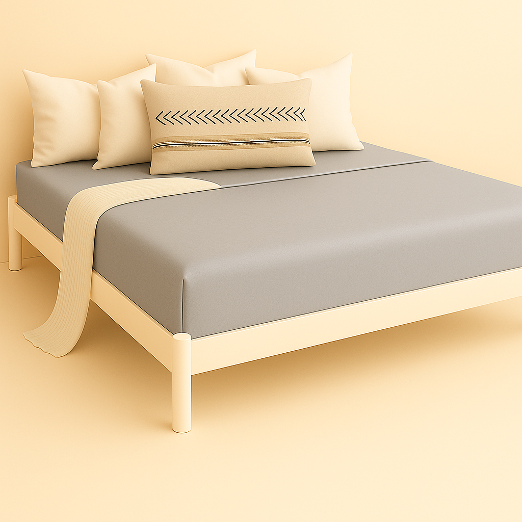 Çift Kişilik Lastikli Çarşaf %100 Pamuk - Gümüş