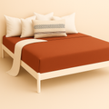Çift Kişilik Lastikli Çarşaf %100 Pamuk - Kiremit Rengi