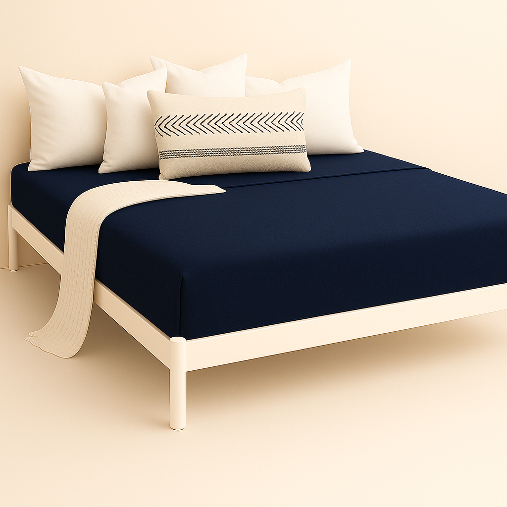 Çift Kişilik Lastikli Çarşaf %100 Pamuk - Lacivert