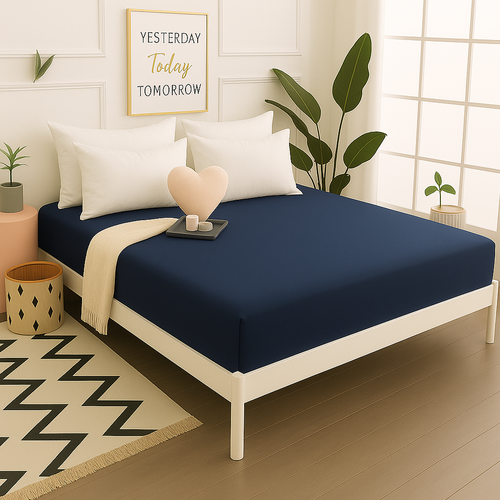 Çift Kişilik Lastikli Çarşaf %100 Pamuk - Lacivert