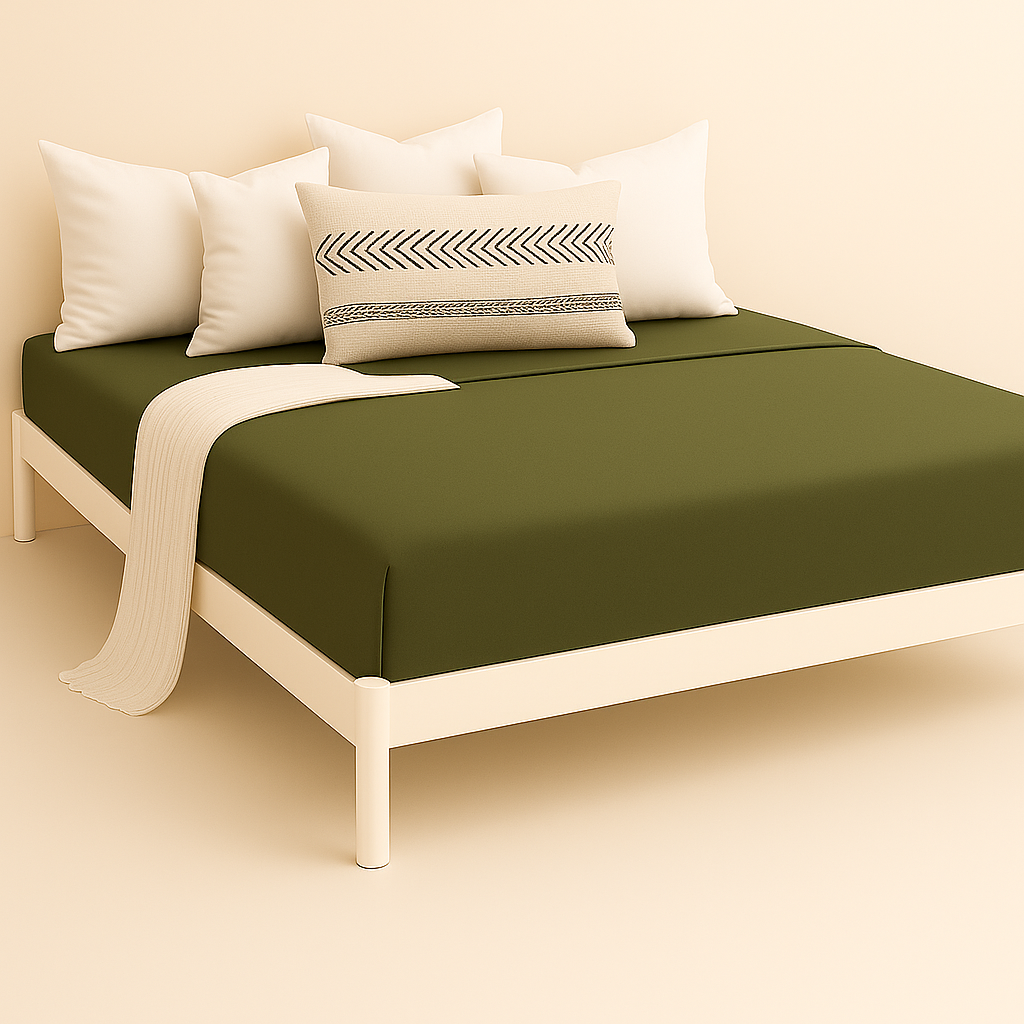Çift Kişilik Lastikli Çarşaf %100 Pamuk Yeşil Tonları